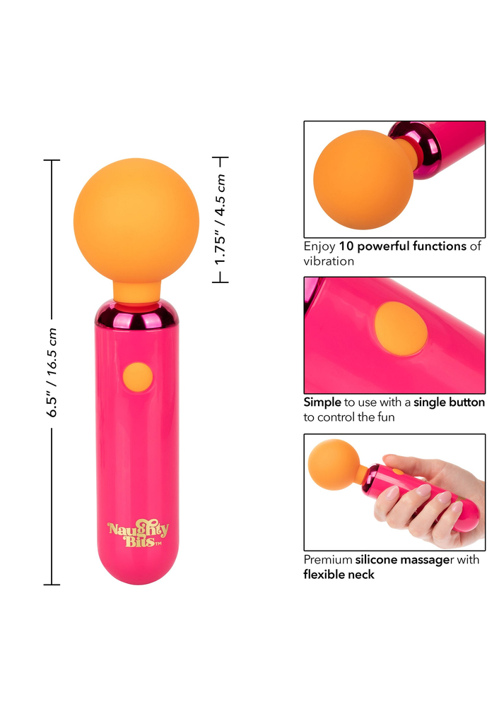 CalExotics Naughty Bits Home Cumming Queen Vibrating Wand ORANGE - 2
