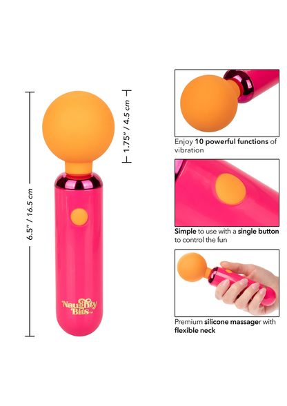 CalExotics Naughty Bits Home Cumming Queen Vibrating Wand ORANGE - 2