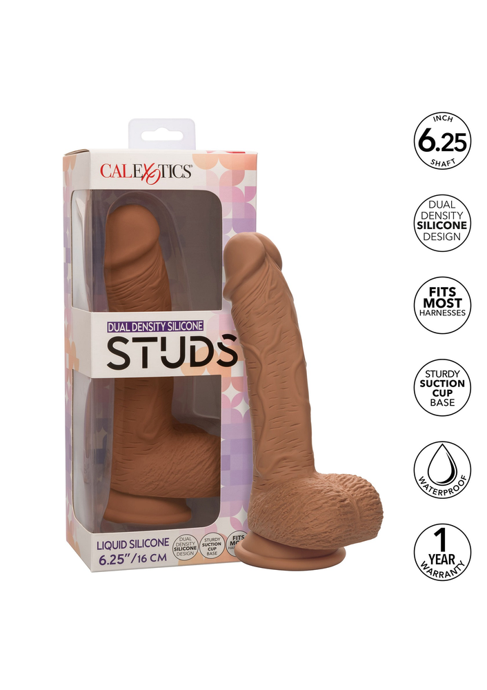 CalExotics Dual Density Silicone Studs 6.25”/16 BROWN - 0
