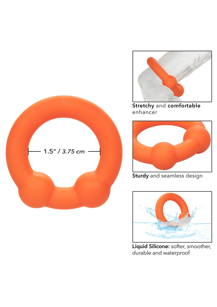 CalExotics Alpha Liquid Silicone Dual Ball Ring ORANGE - 3
