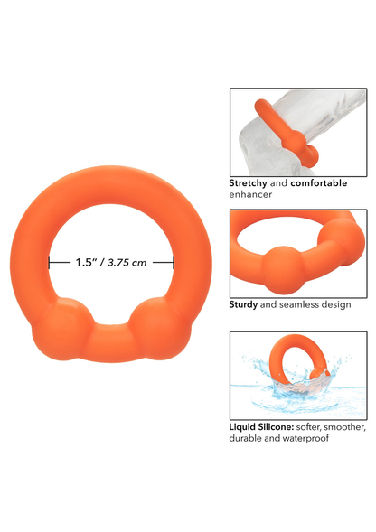 CalExotics Alpha Liquid Silicone Dual Ball Ring ORANGE - 3