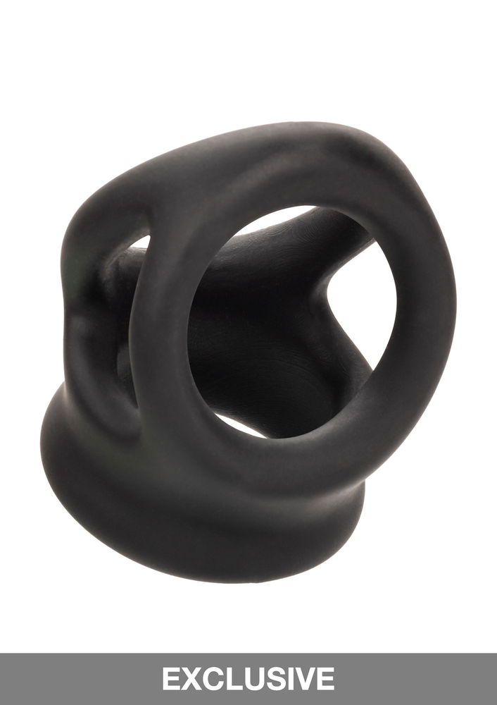 CalExotics Alpha Liquid Silicone Dual Cage & Ring BLACK - 1
