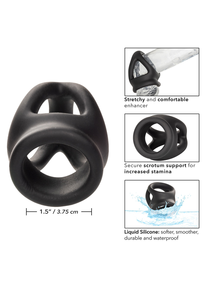 CalExotics Alpha Liquid Silicone Dual Cage & Ring BLACK - 8