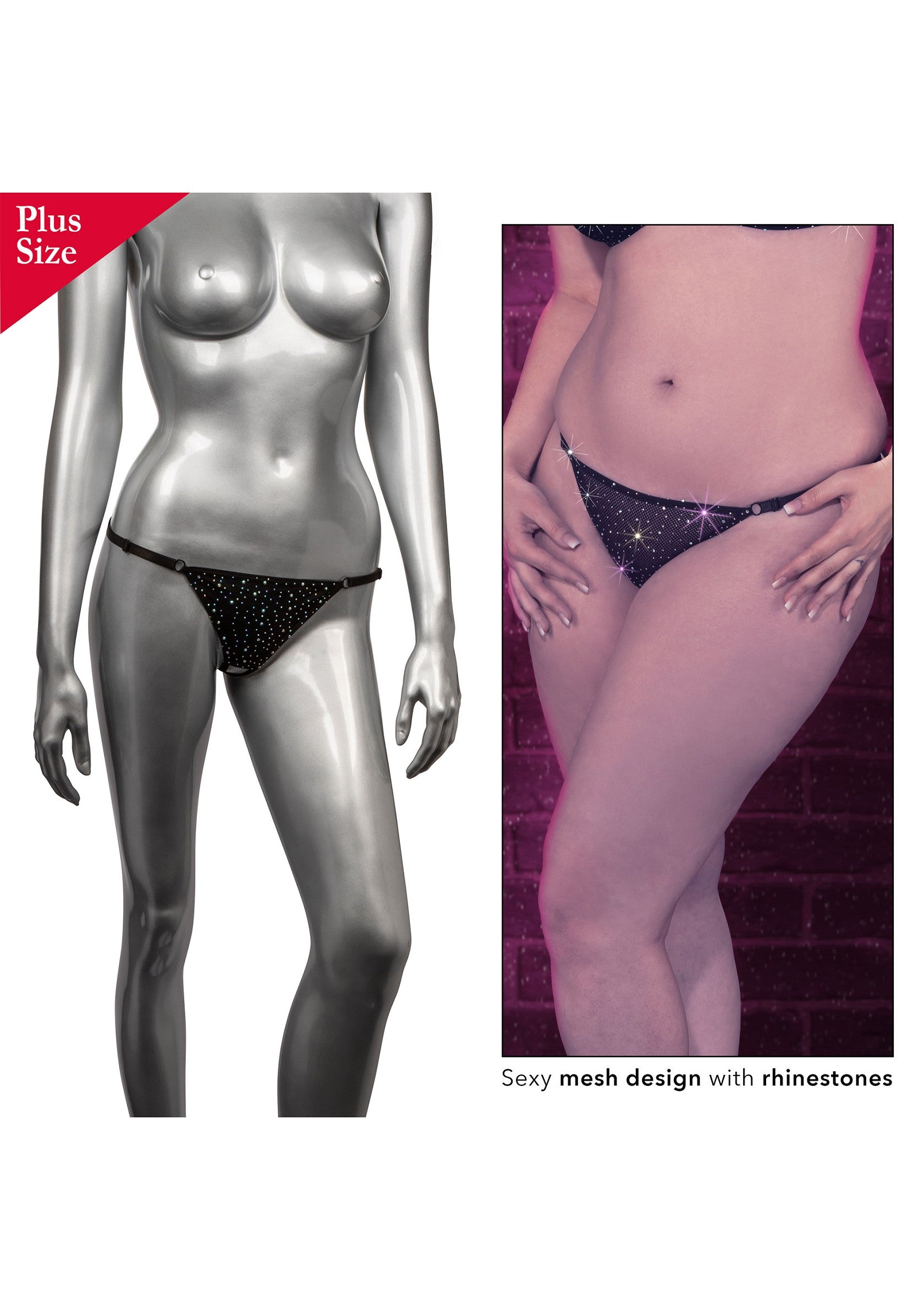 CalExotics Radiance Plus Size Crotchless Thong BLACK PLUS - 678