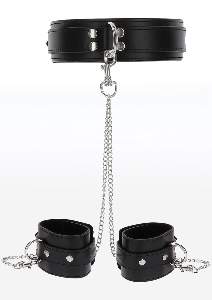 Taboom Bondage Essentials Heavy Collar and Wrist Cuffs BLACK - 3