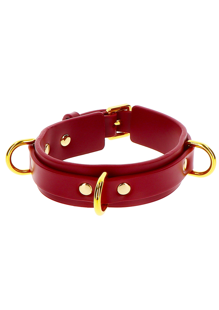 Taboom Bondage in Luxury D-Ring Collar Deluxe RED - 4