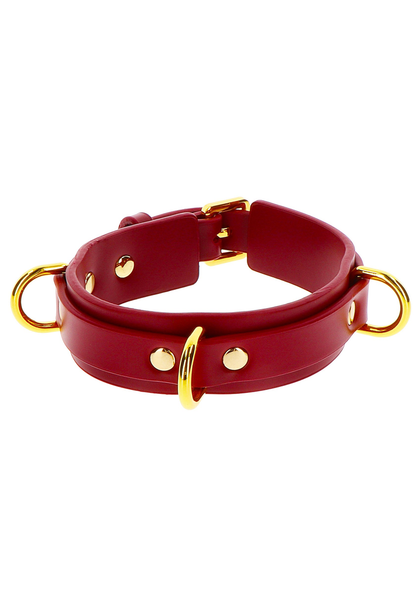 Taboom Bondage in Luxury D-Ring Collar Deluxe RED - 4