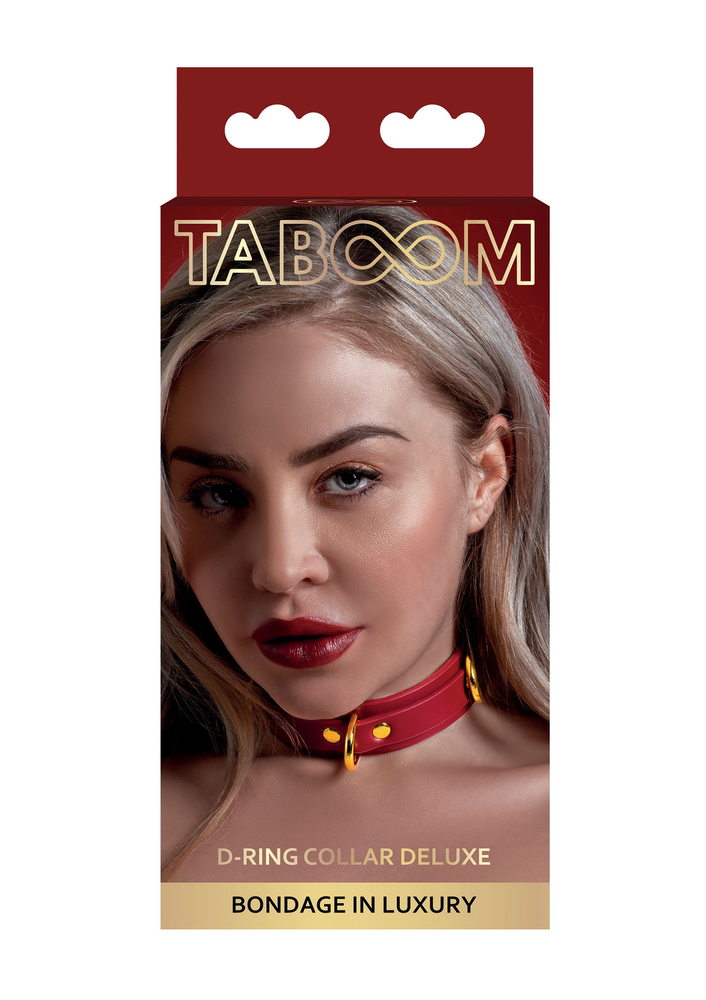 Taboom Bondage in Luxury D-Ring Collar Deluxe RED - 1