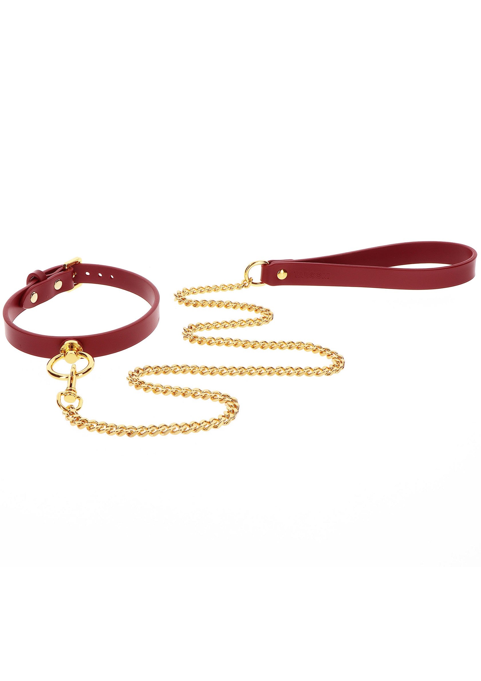 Taboom Bondage in Luxury O-Ring Collar and Chain Leash RED - 3