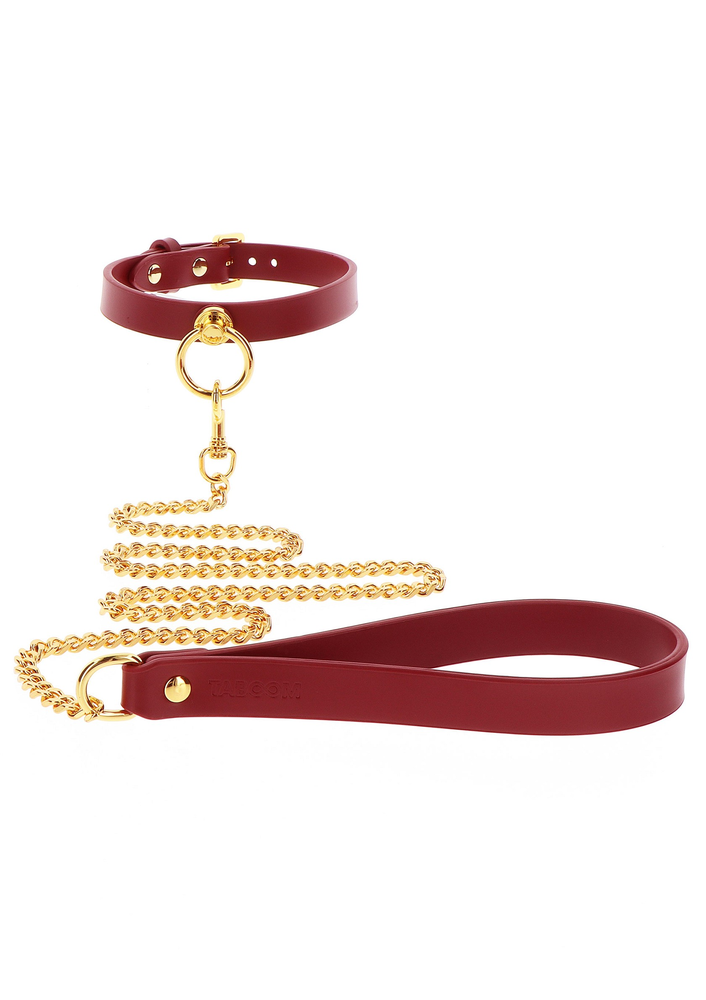 Taboom Bondage in Luxury O-Ring Collar and Chain Leash RED - 4