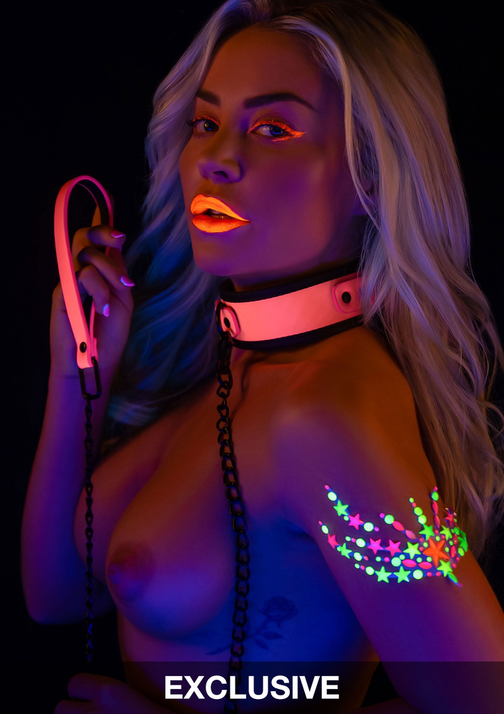 Taboom Glow In the Dark Collar and Chain Leash PINK - 7