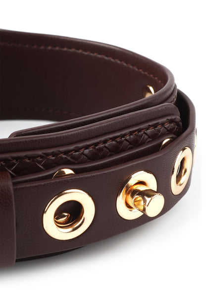 Woven Collar and Leash BROWN - 4