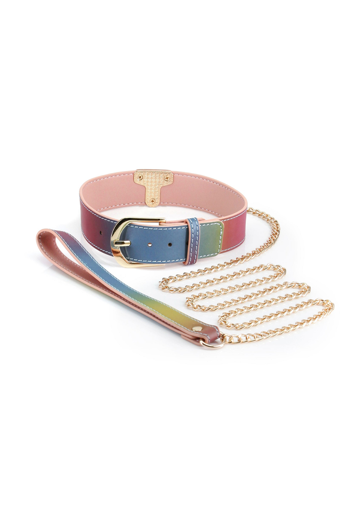 NS Novelties Spectra Bondage Collar & Leash RAINBOW - 1