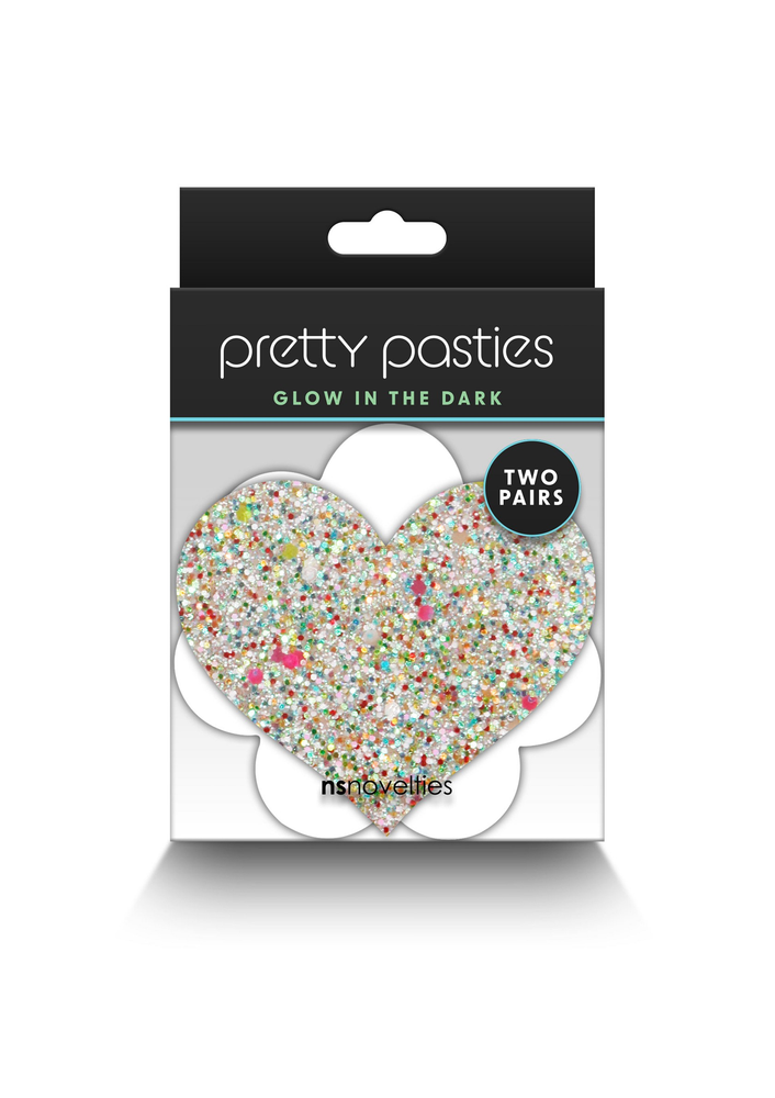 NS Novelties Pretty Pasties Heart & Flower Glow 2 Pair MULTICOLOR - 1