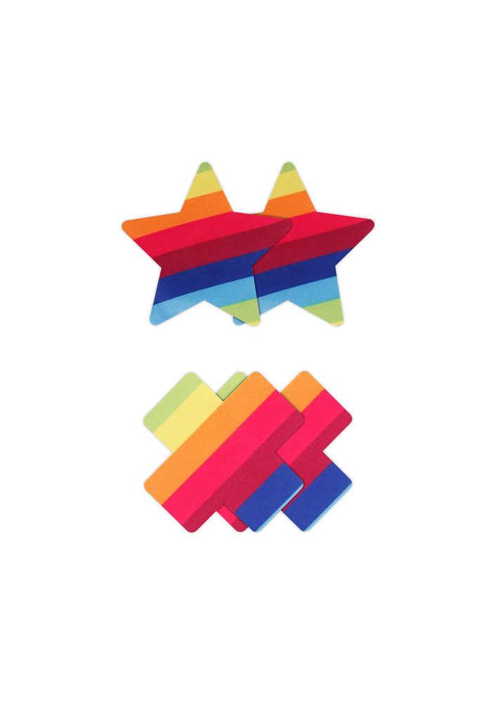 NS Novelties Pretty Pasties Pride Cross & Star Rainbow 2 Pair RAINBOW - 1