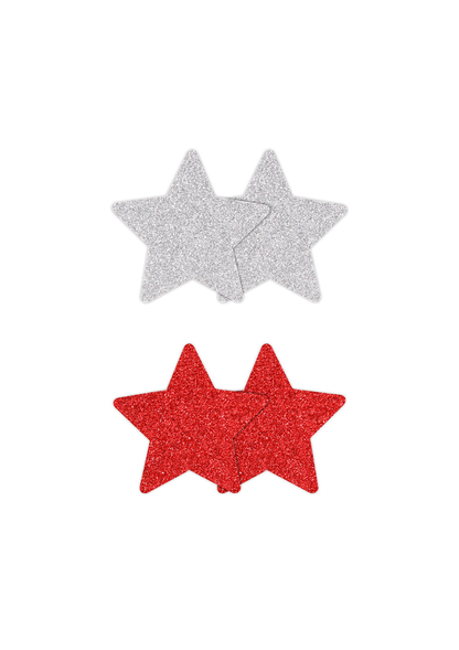 NS Novelties Pretty Pasties Glitter Stars Black/Gold 2 Pair RED - 0