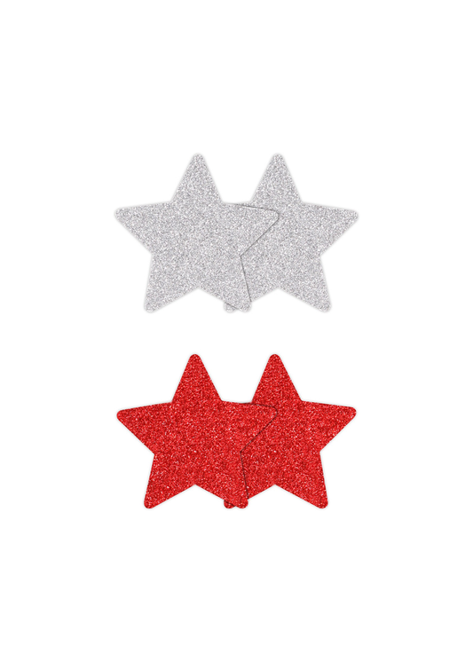 NS Novelties Pretty Pasties Glitter Stars Black/Gold 2 Pair - Rood