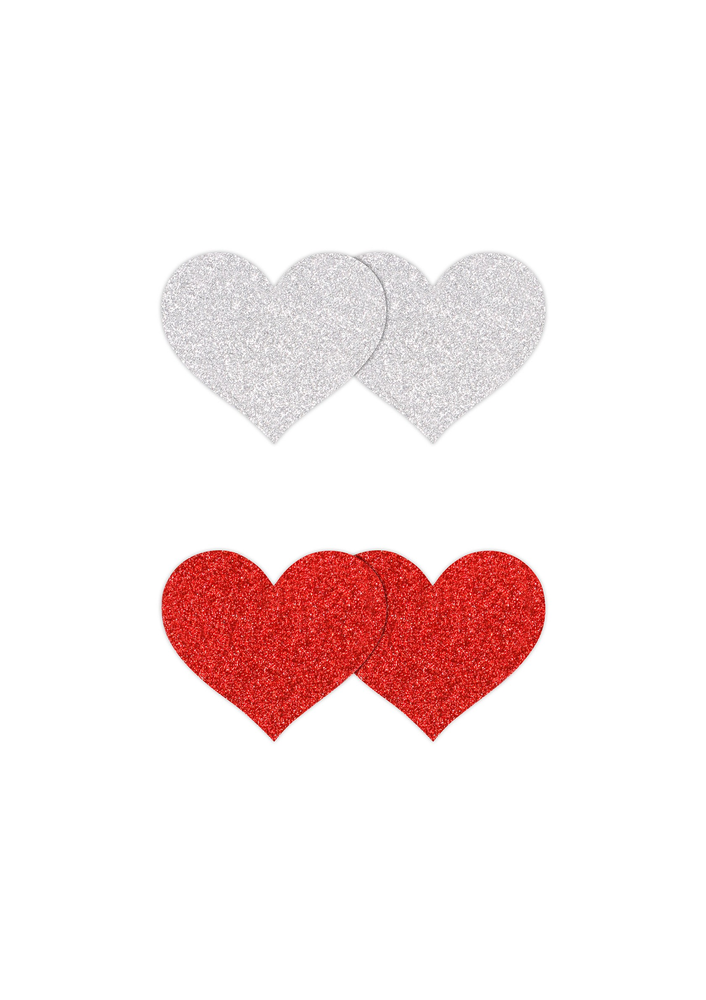 NS Novelties Pretty Pasties Glitter Hearts Black/Gold 2 Pair RED - 1