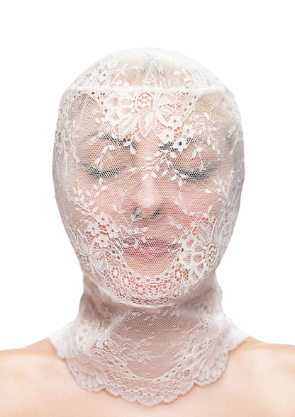 NS Novelties Fetish & Fashion Lace Hood WHITE - 1