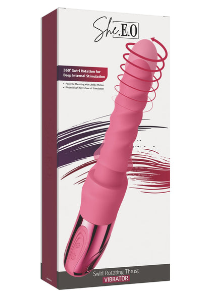 Swirl Ribbed Massaging Vibrator PINK - 1