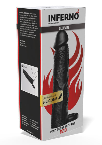 Penis Sleeve Liquid Silicone Ring 20 cm BLACK - 5