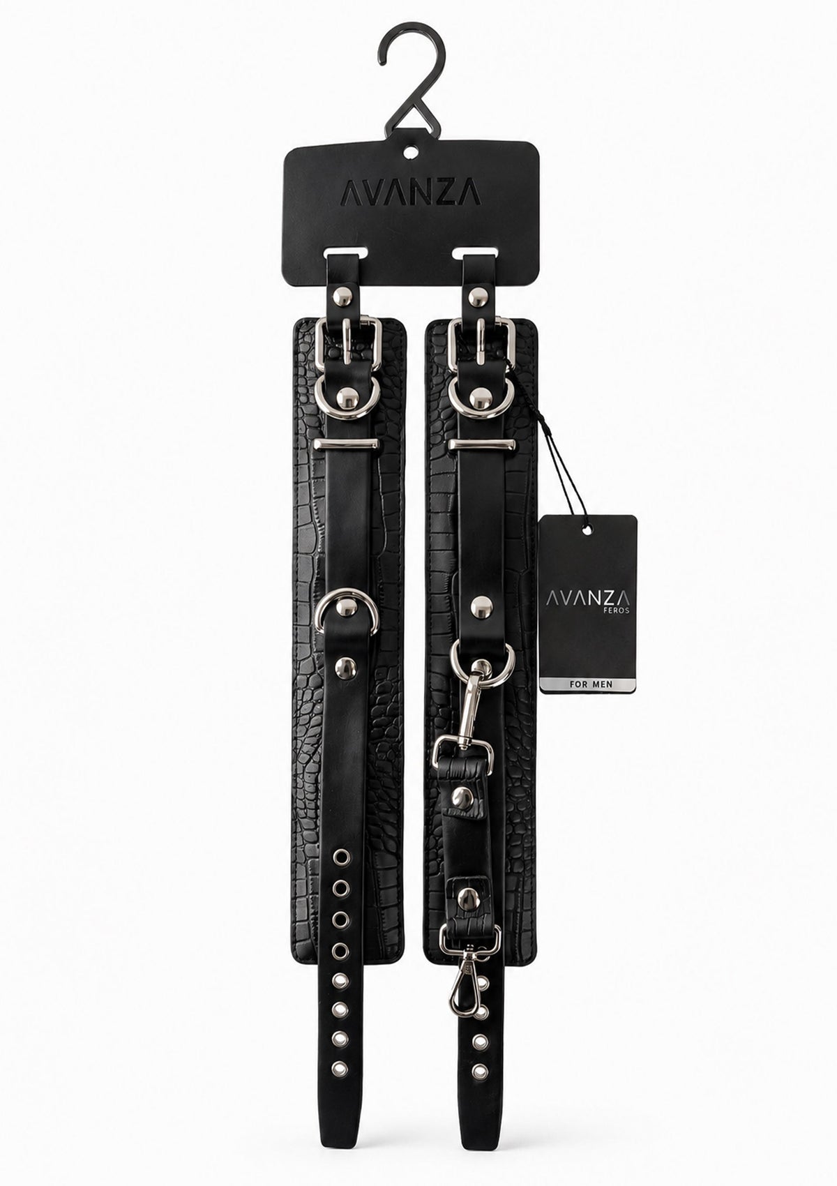 Croc-Embossed Ankle Cuffs BLACK - 1