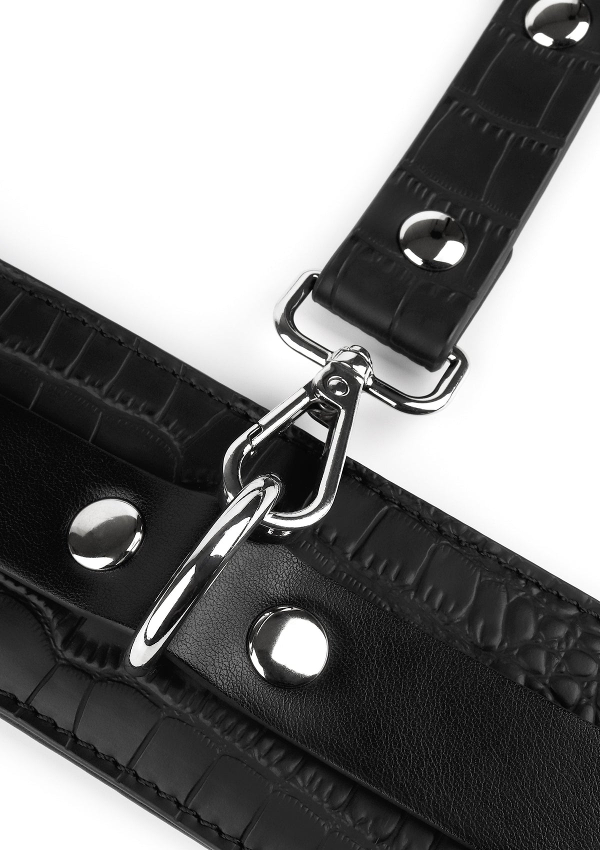 Croc-Embossed Ankle Cuffs BLACK - 4