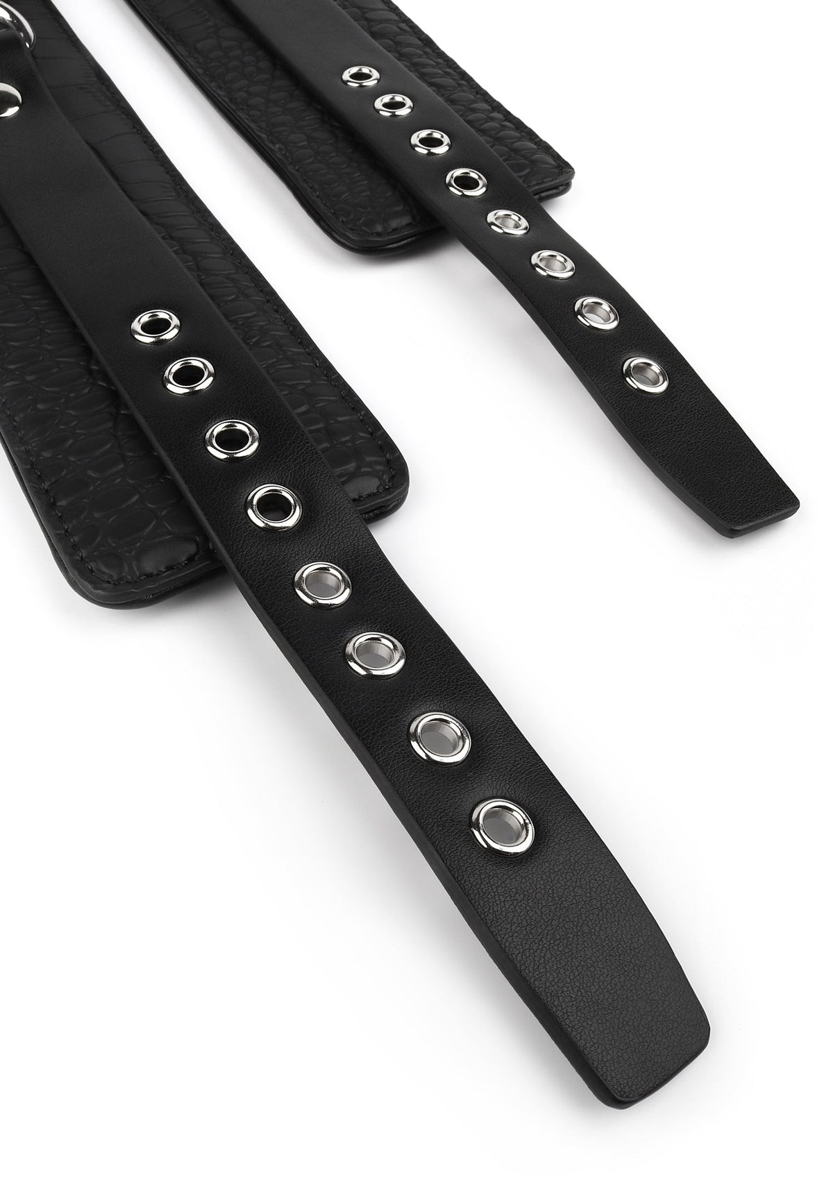 Croc-Embossed Ankle Cuffs BLACK - 6