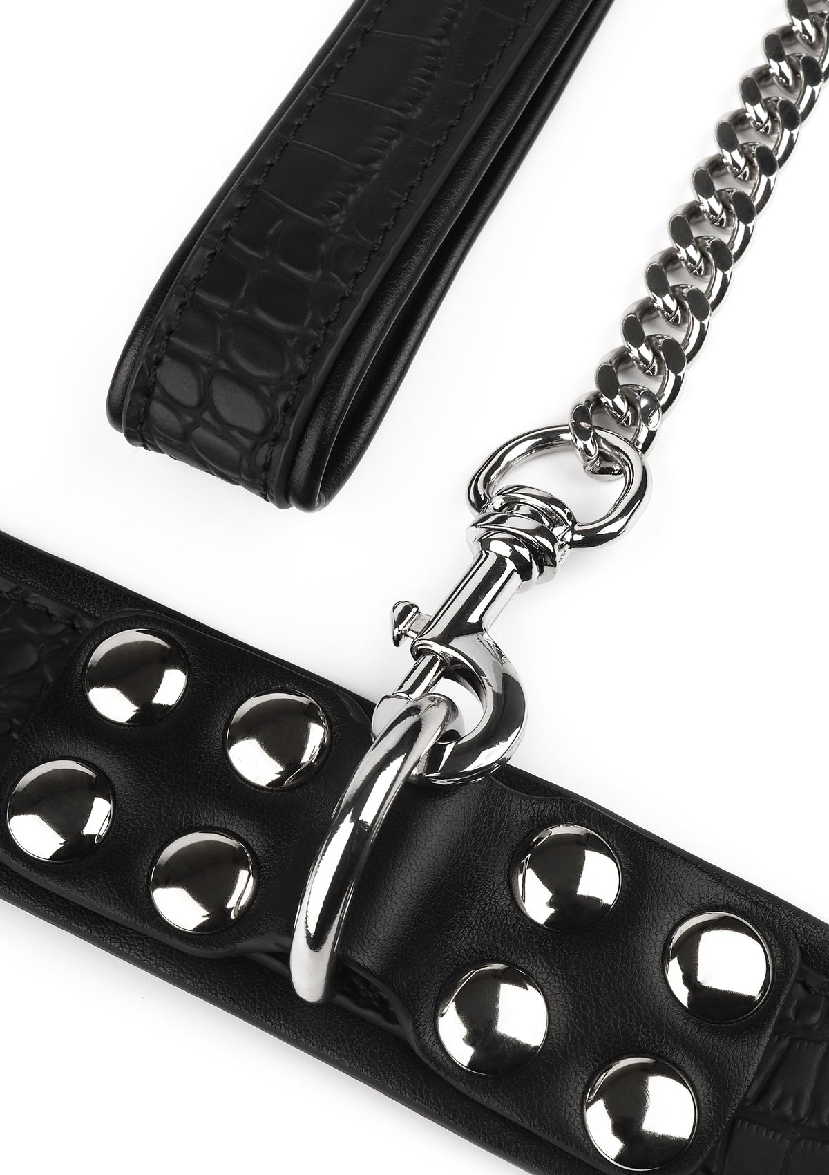 Croc-Embossed Collar & Leash BLACK - 4