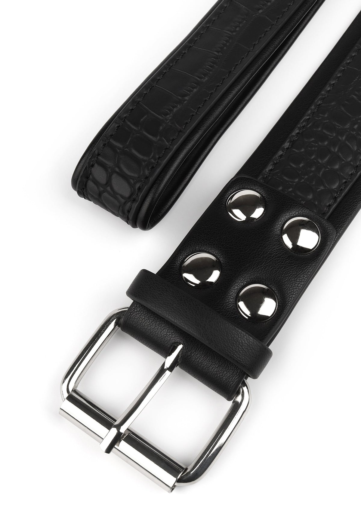 Croc-Embossed Collar & Leash BLACK - 5
