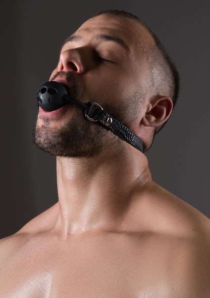 Croc-Embossed Ball Gag BLACK - 0