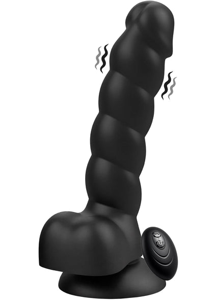 Spiral Tease Vibrating Dildo Silicone XL BLACK - 0