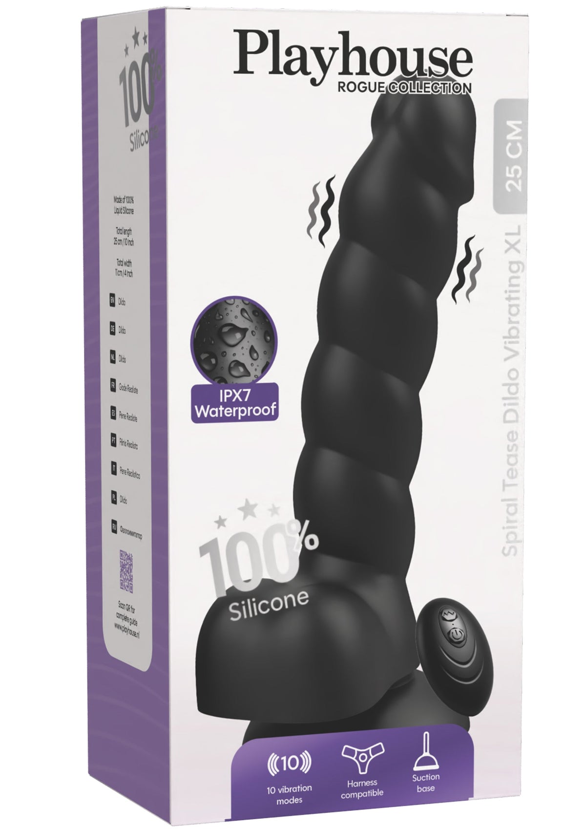 Spiral Tease Vibrating Dildo Silicone XL BLACK - 1