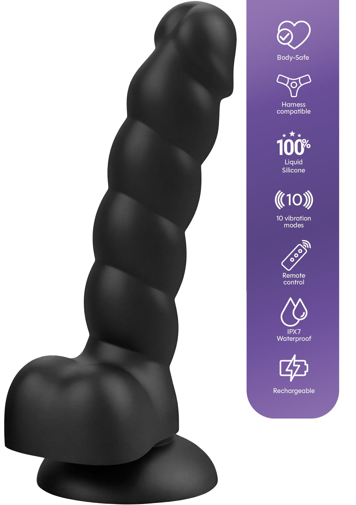 Spiral Tease Vibrating Dildo Silicone XL BLACK - 8