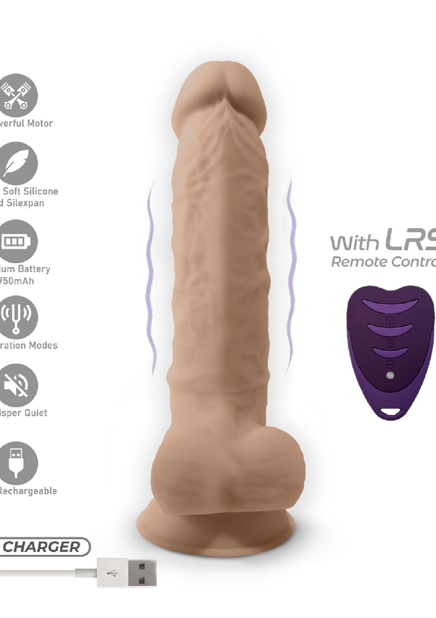 Silex-D Dildo Vibrating Model 8 Inch SKIN - 5