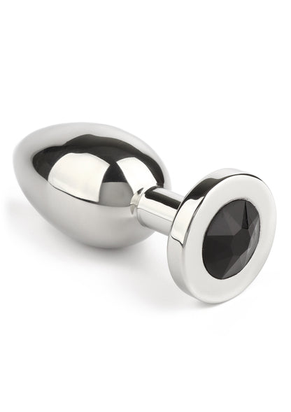 Mr. Steel Jewled Butt Plug Medium BLACK - 2