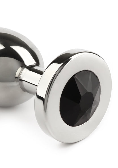 Mr. Steel Jewled Butt Plug Medium BLACK - 5