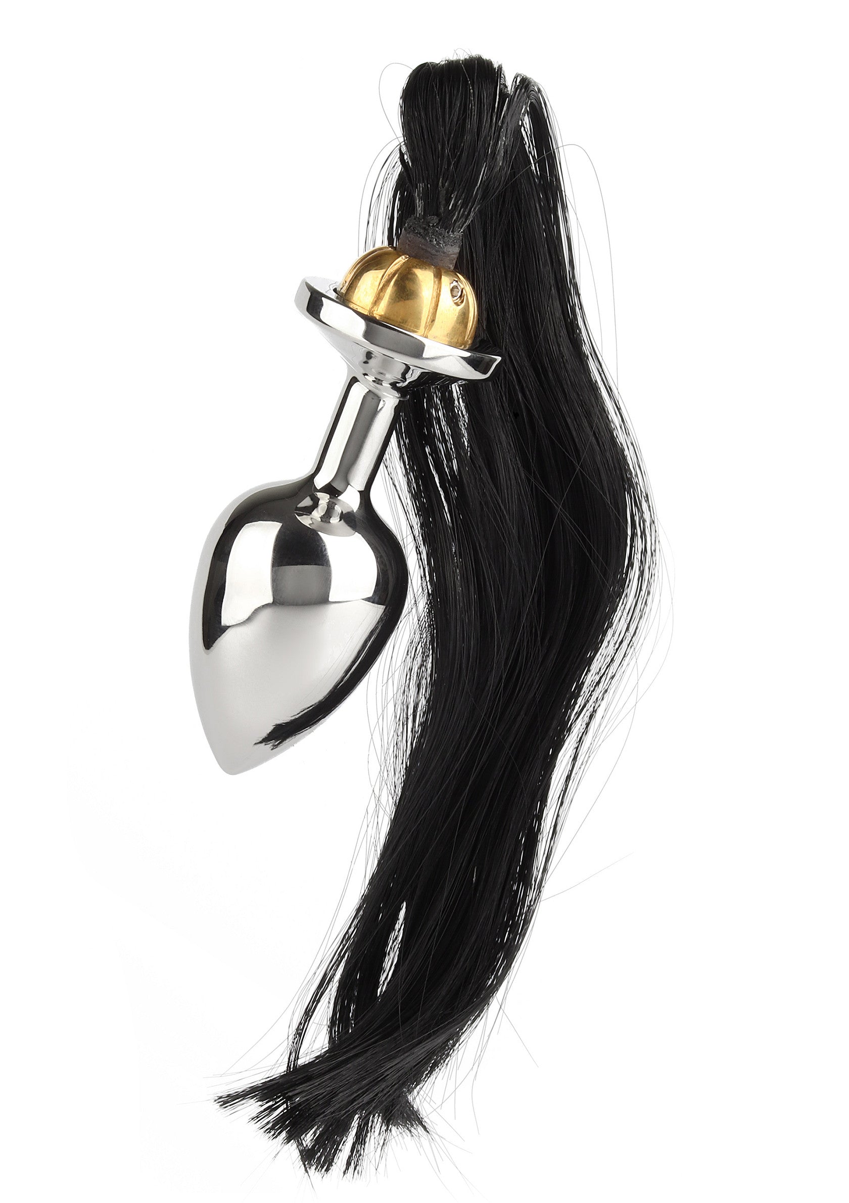 Mr. Steel Black Hair Pony Tail Rosebud SILVER - 3