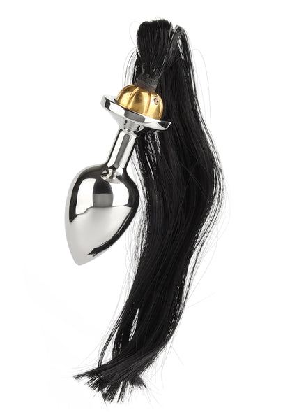Mr. Steel Black Hair Pony Tail Rosebud SILVER - 3