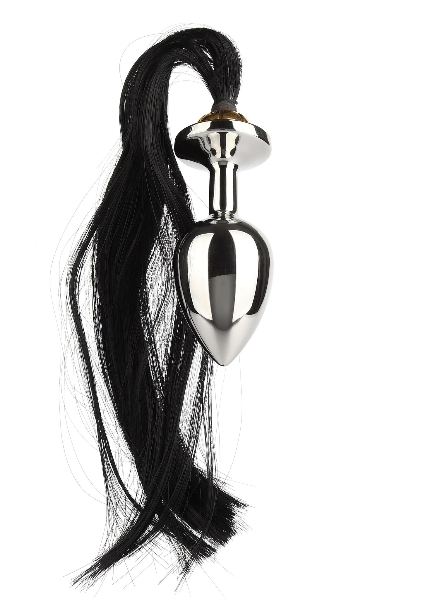 Mr. Steel Black Hair Pony Tail Rosebud SILVER - 5