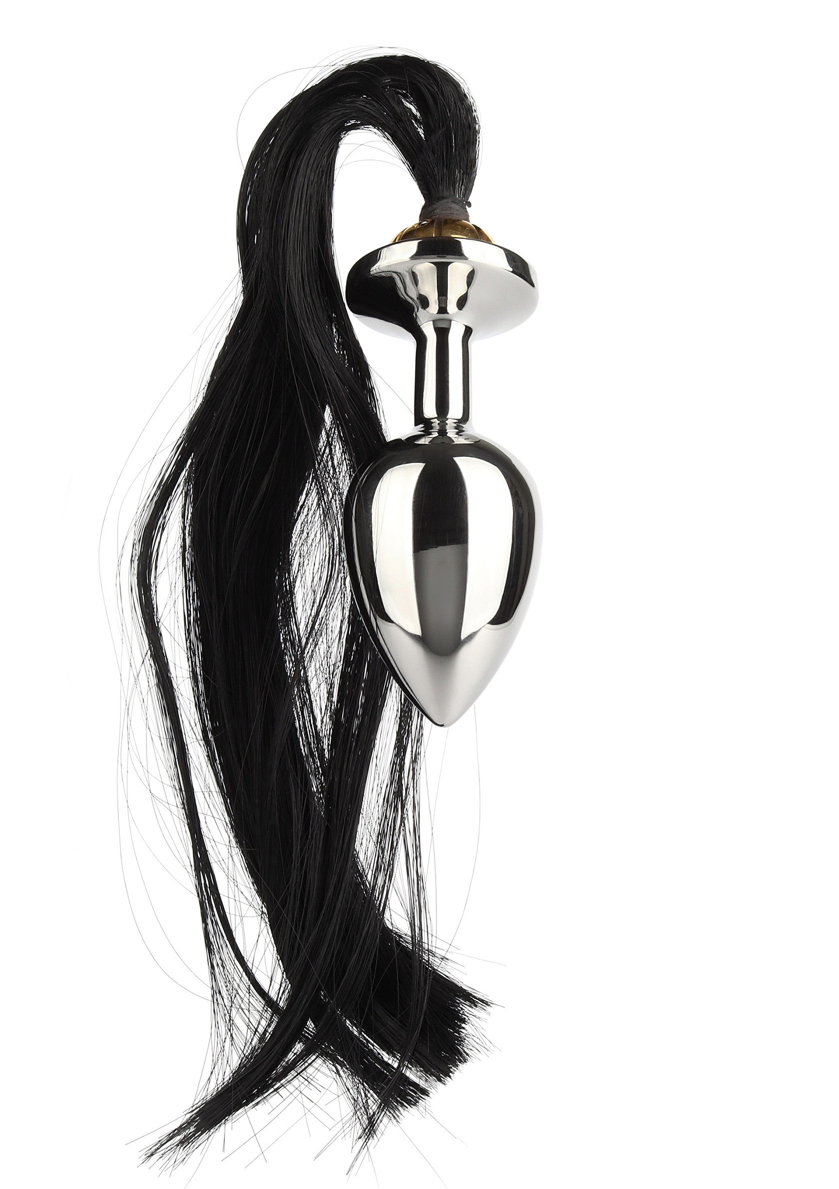 Mr. Steel Black Hair Pony Tail Rosebud SILVER - 5