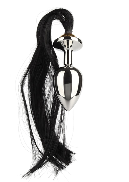 Mr. Steel Black Hair Pony Tail Rosebud SILVER - 5