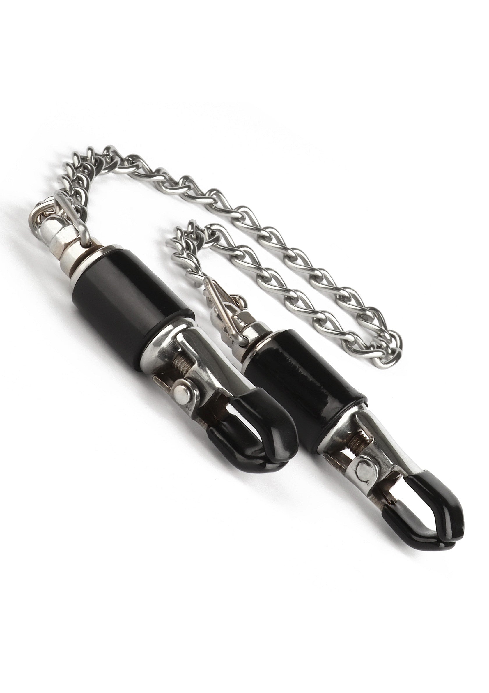 Mr. Steel Barrel Tit Clamps With Chain SILVER - 1