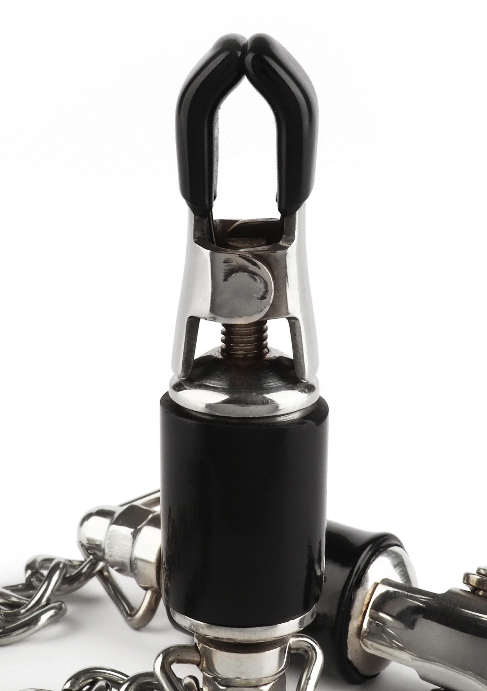 Mr. Steel Barrel Tit Clamps With Chain SILVER - 2