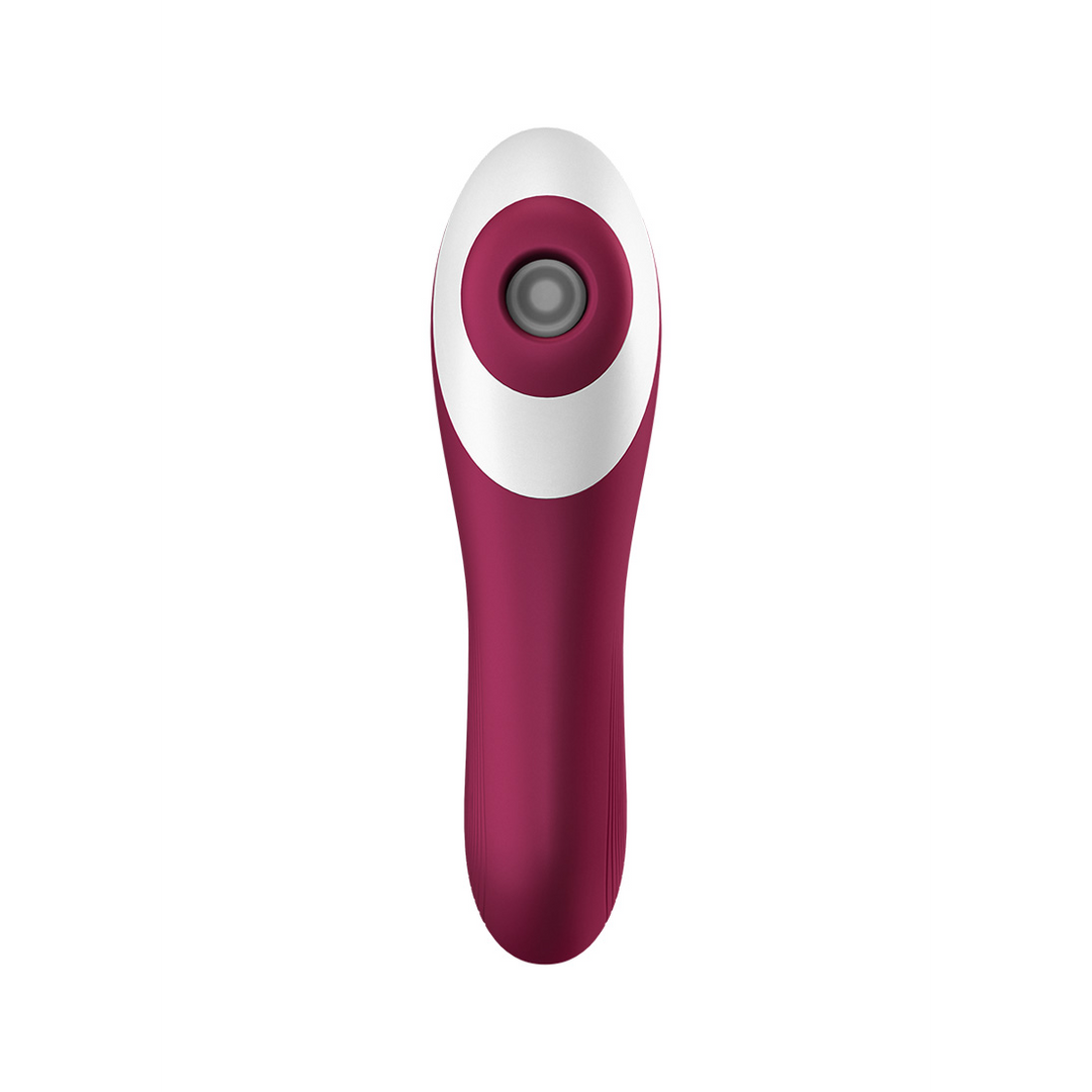 Dual Crush - Invoegbare Dubbele Luchtdruk Vibrator - Wijnrood Rot - 1