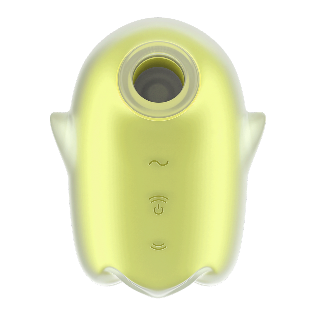 Glowing Ghost - Glow in the Dark - Dubbele Air Pulse Vibrator - Geel Gelb - 5