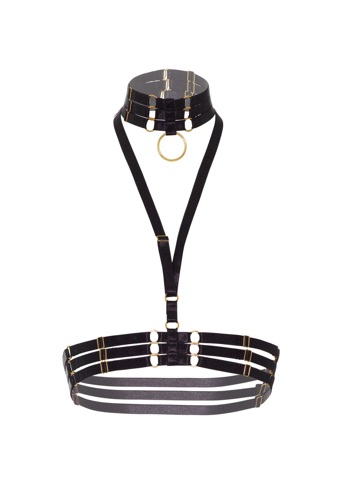 Kinky Diva Halter Harness + O-Ring Collar BLACK O/S - 0