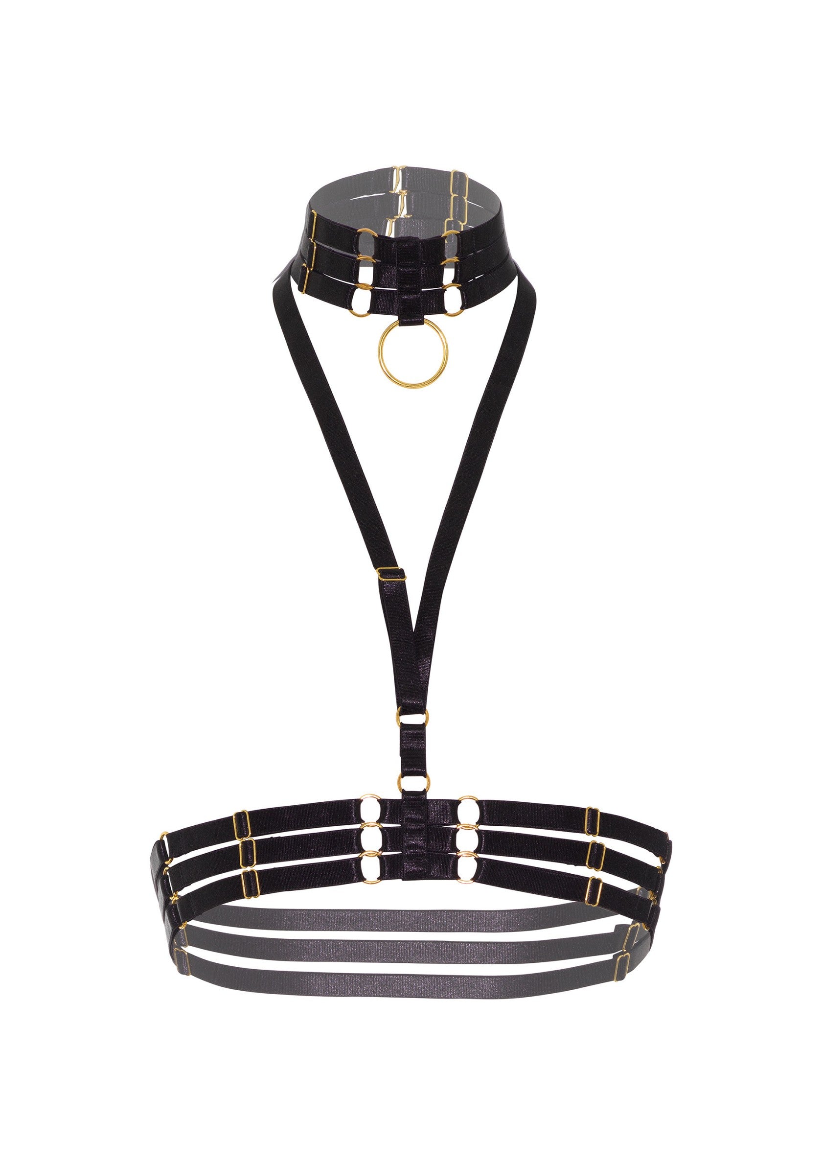 Kinky Diva Halter Harness + O-Ring Collar BLACK O/S - 0