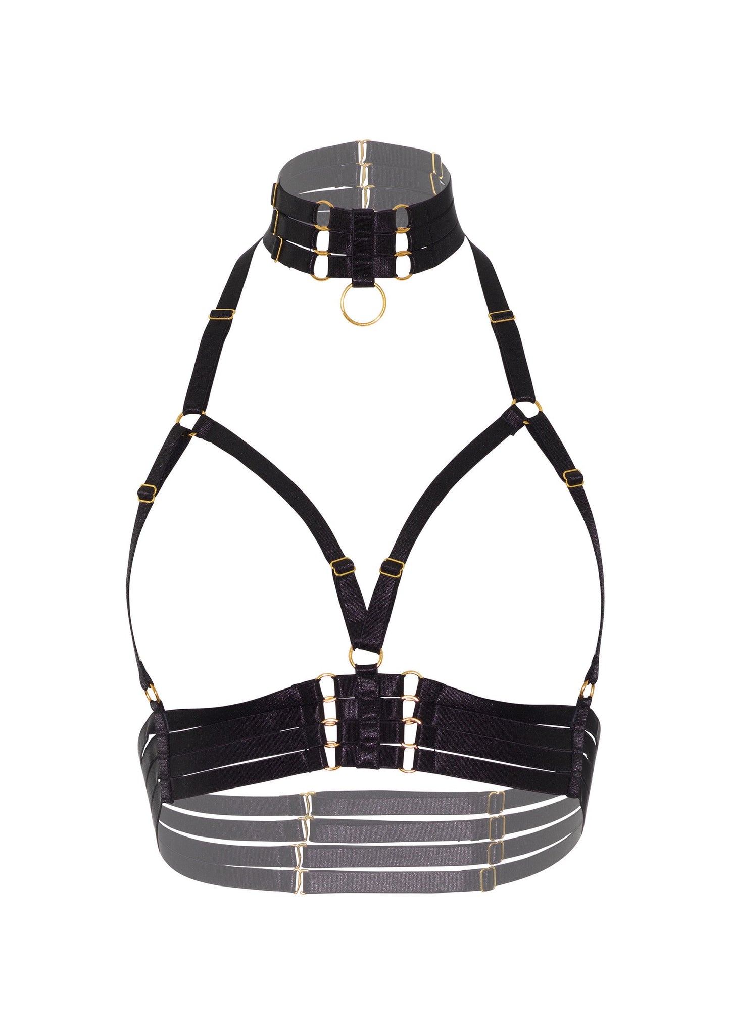 Kinky Diva Open Cup Bra + O-Ring Collar BLACK O/S - 0