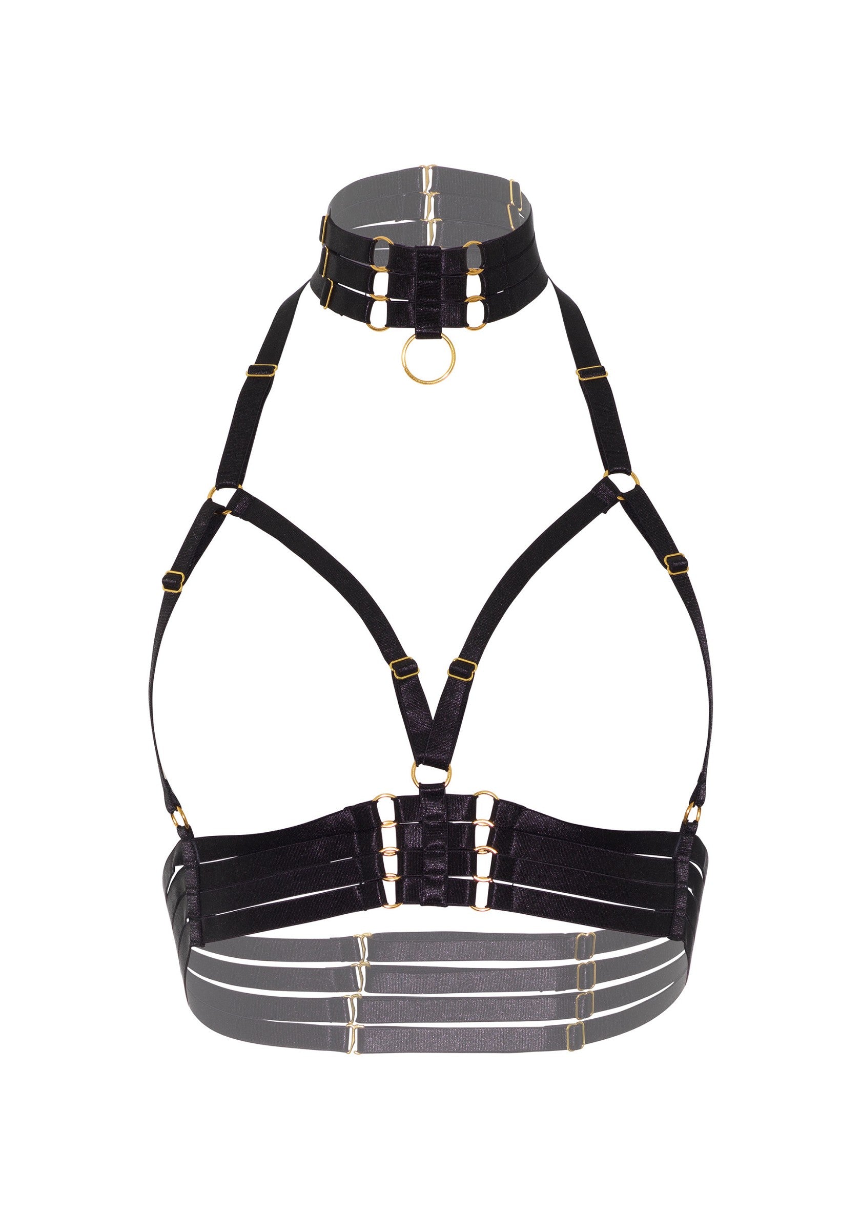 Kinky Diva Open Cup Bra + O-Ring Collar BLACK O/S - 0